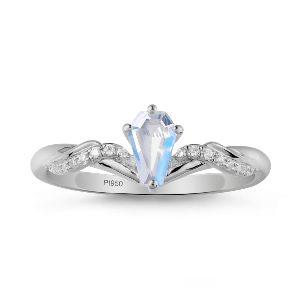 Coffin Cut Moonstone Ring with Twined Band - LUO Jewelry #metal_platinum