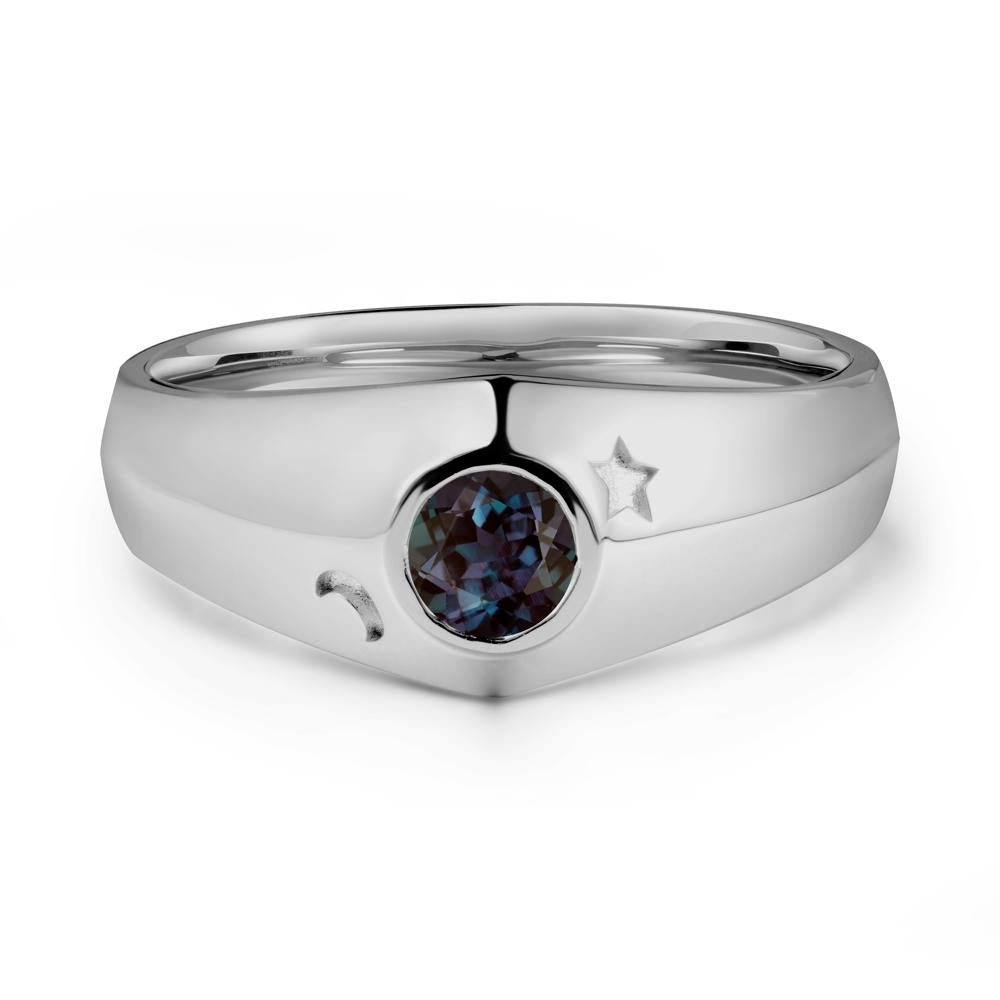 Bezel Setting Round Alexandrite Man Ring LUO