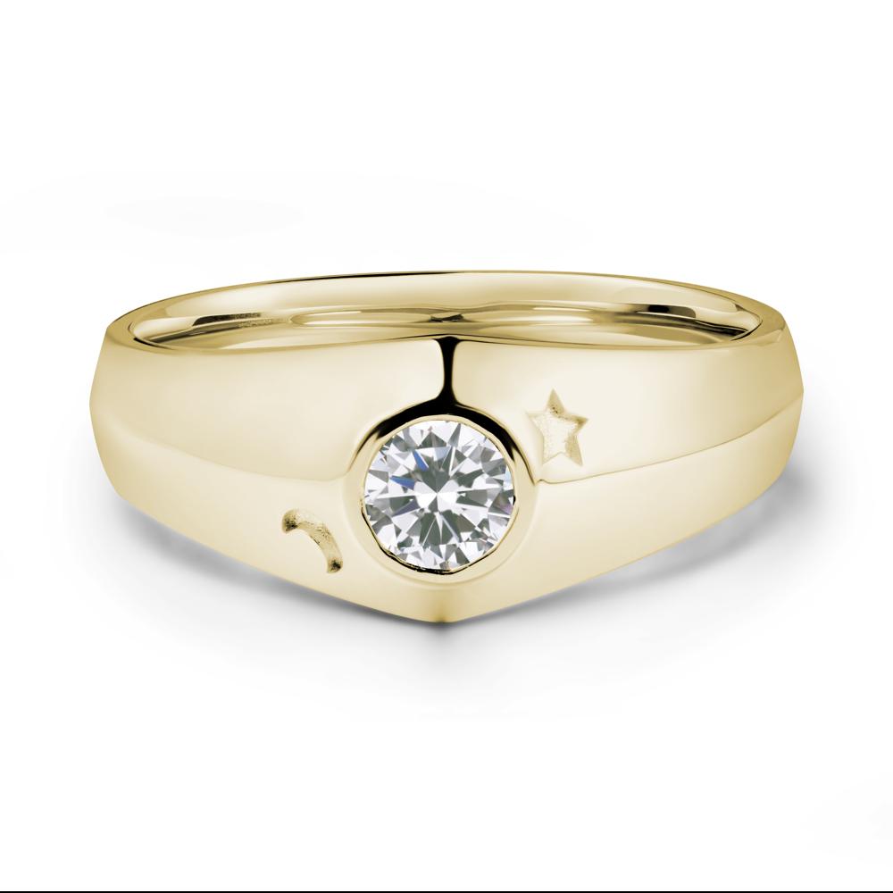 Round Cubic Zirconia Wide Band Ring - LUO Jewelry #metal_14k yellow gold