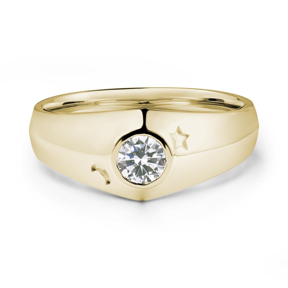 Round Cubic Zirconia Wide Band Ring - LUO Jewelry #metal_14k yellow gold