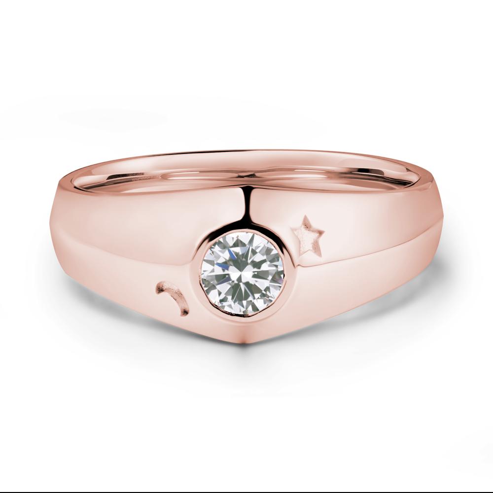 Round Cubic Zirconia Wide Band Ring - LUO Jewelry #metal_18k rose gold