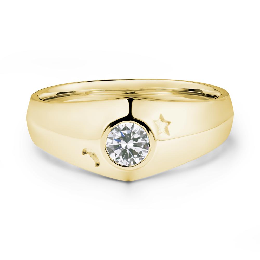 Round Cubic Zirconia Wide Band Ring - LUO Jewelry #metal_18k yellow gold