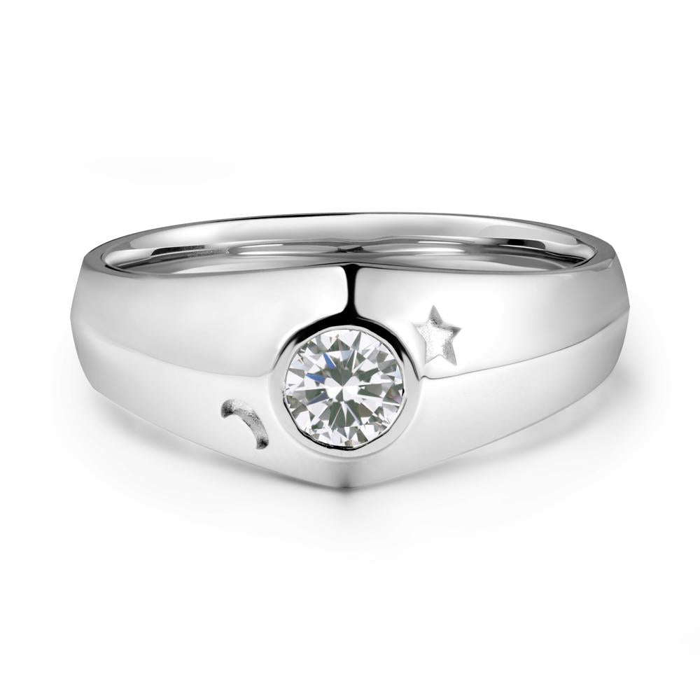 Round Cubic Zirconia Wide Band Ring - LUO Jewelry #metal_sterling silver
