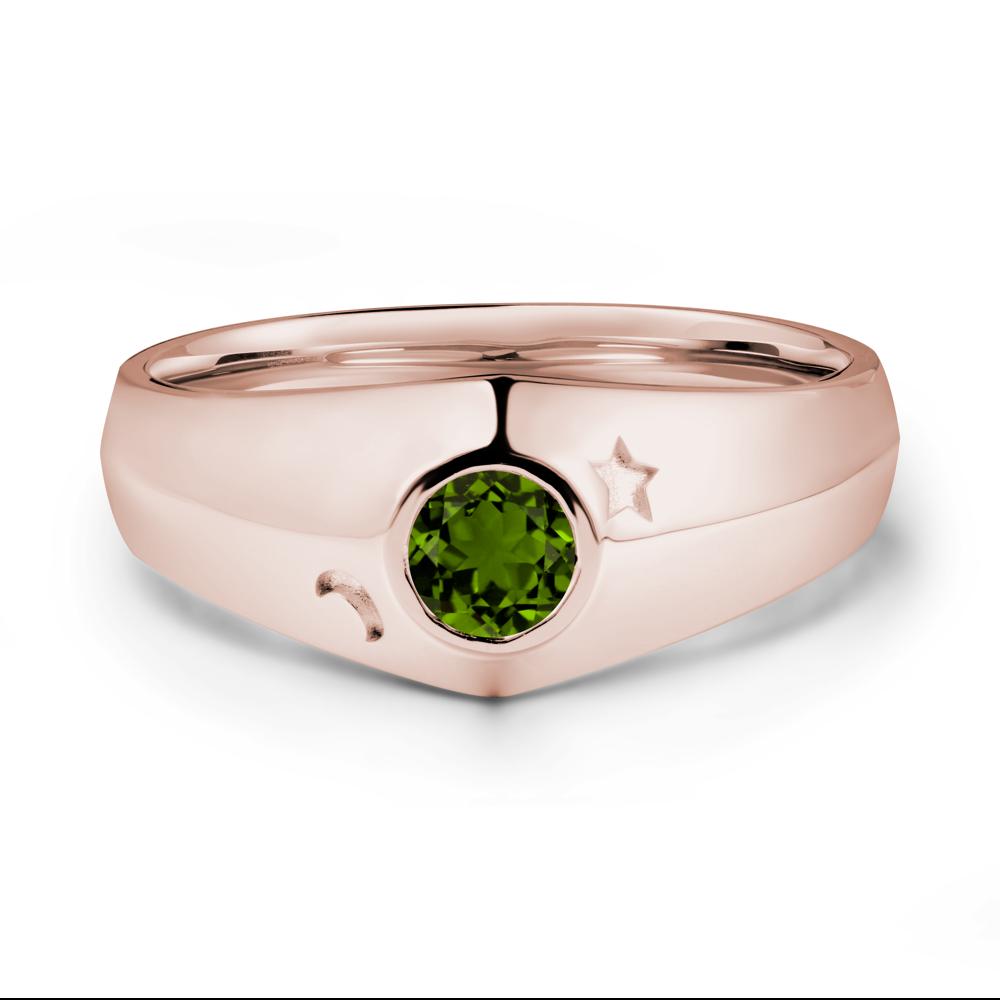 Bezel Setting Round Diopside Man Ring - LUO Jewelry #metal_14k rose gold