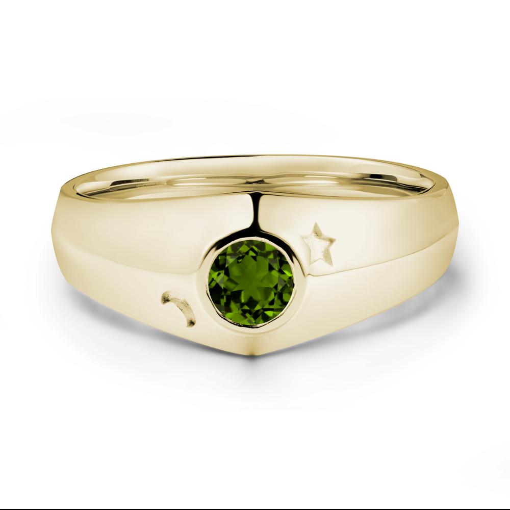 Bezel Setting Round Diopside Man Ring - LUO Jewelry #metal_14k yellow gold