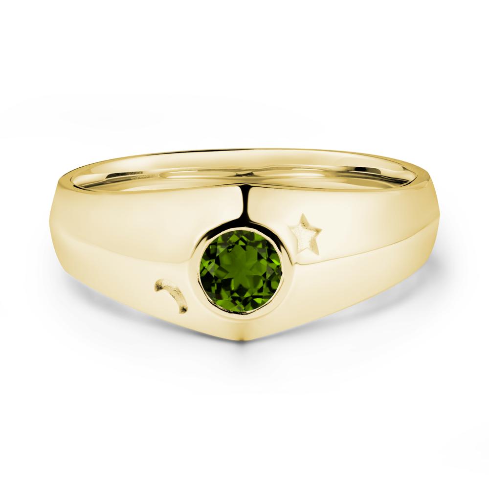 Bezel Setting Round Diopside Man Ring - LUO Jewelry #metal_18k yellow gold