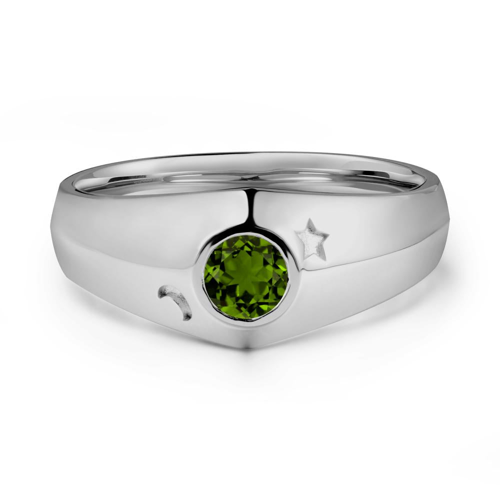 Bezel Setting Round Diopside Man Ring - LUO Jewelry #metal_platinum