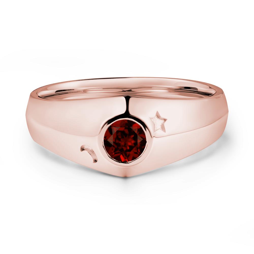 Round Garnet Wide Band Ring - LUO Jewelry #metal_18k rose gold