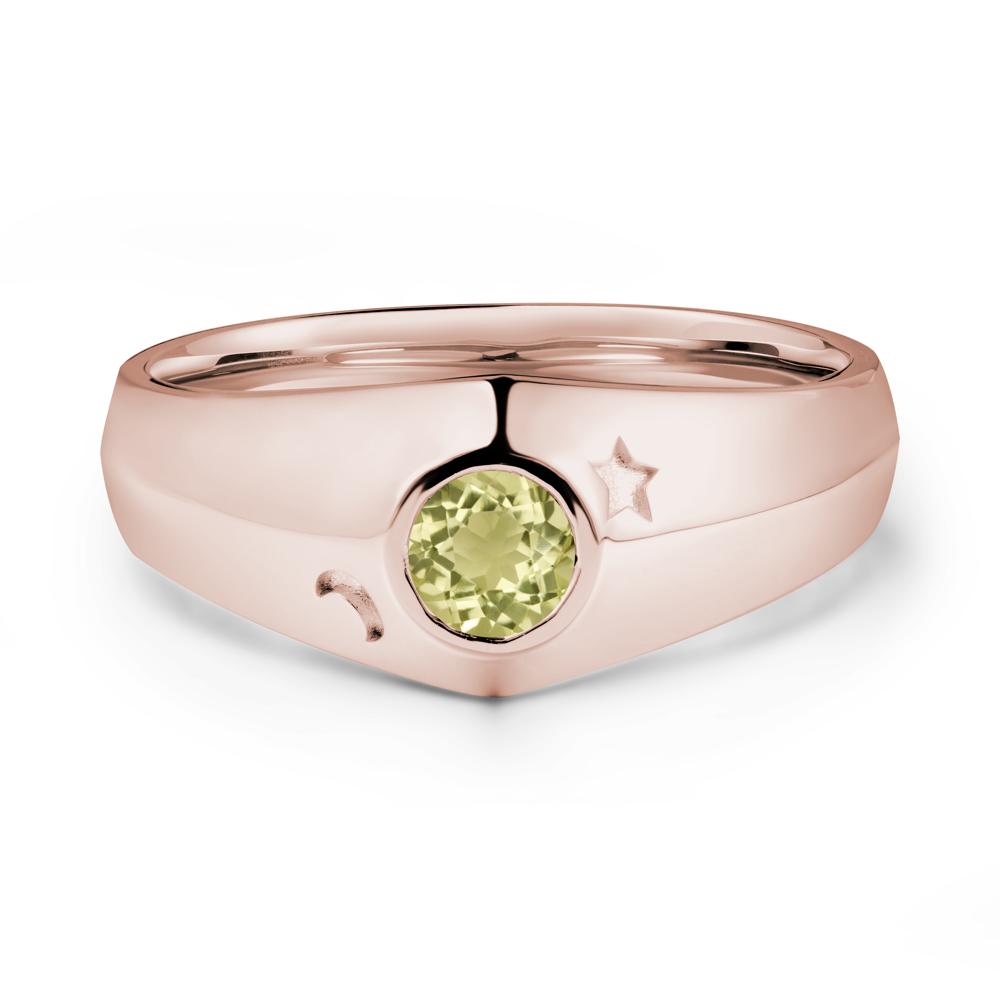 Round Lemon Quartz Wide Band Ring - LUO Jewelry #metal_14k rose gold