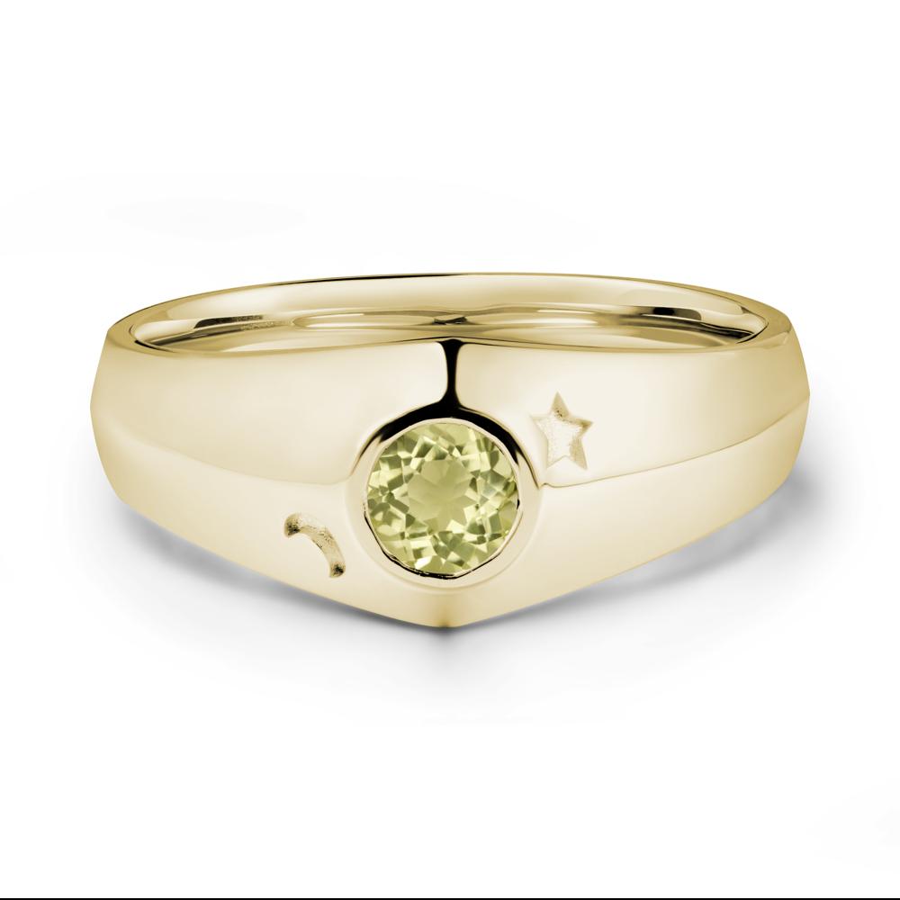 Round Lemon Quartz Wide Band Ring - LUO Jewelry #metal_14k yellow gold