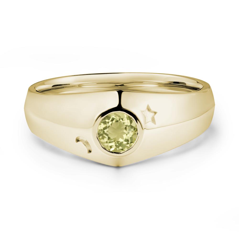 Round Lemon Quartz Wide Band Ring - LUO Jewelry #metal_14k yellow gold
