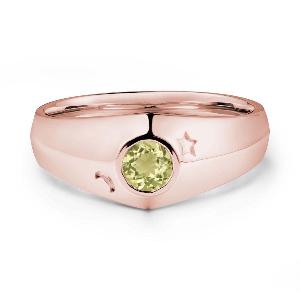 Round Lemon Quartz Wide Band Ring - LUO Jewelry #metal_18k rose gold