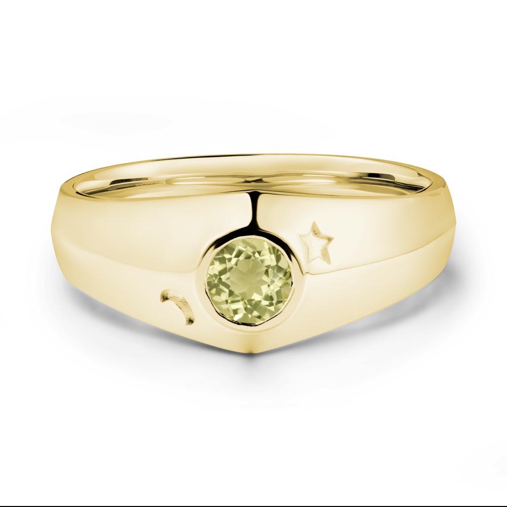 Round Lemon Quartz Wide Band Ring - LUO Jewelry #metal_18k yellow gold