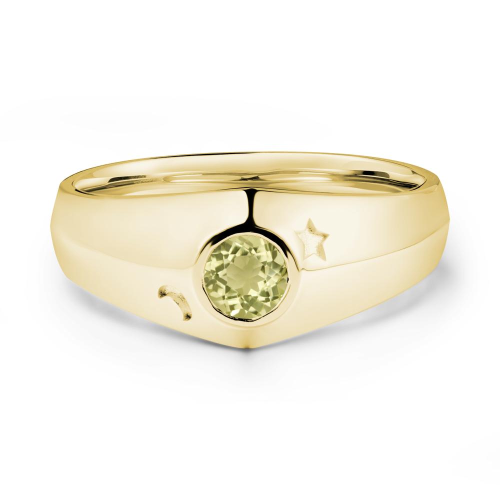 Round Lemon Quartz Wide Band Ring - LUO Jewelry #metal_18k yellow gold