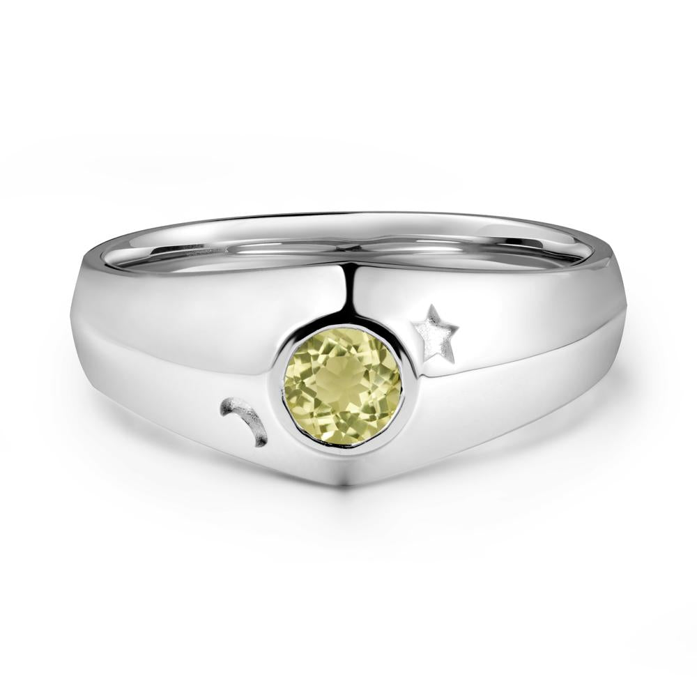 Round Lemon Quartz Wide Band Ring - LUO Jewelry #metal_sterling silver