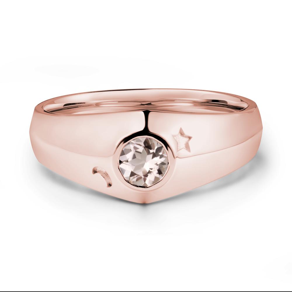 Round Morganite Wide Band Ring - LUO Jewelry #metal_18k rose gold