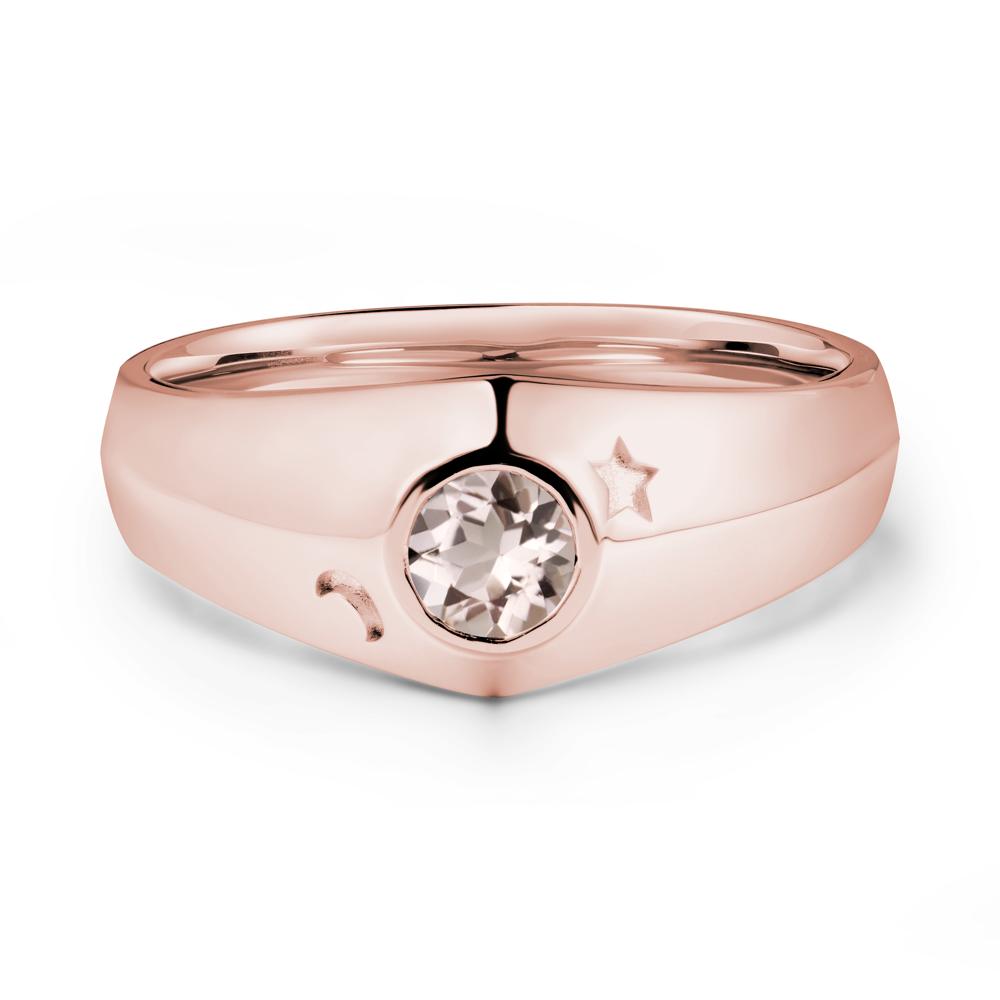 Round Morganite Wide Band Ring - LUO Jewelry #metal_18k rose gold