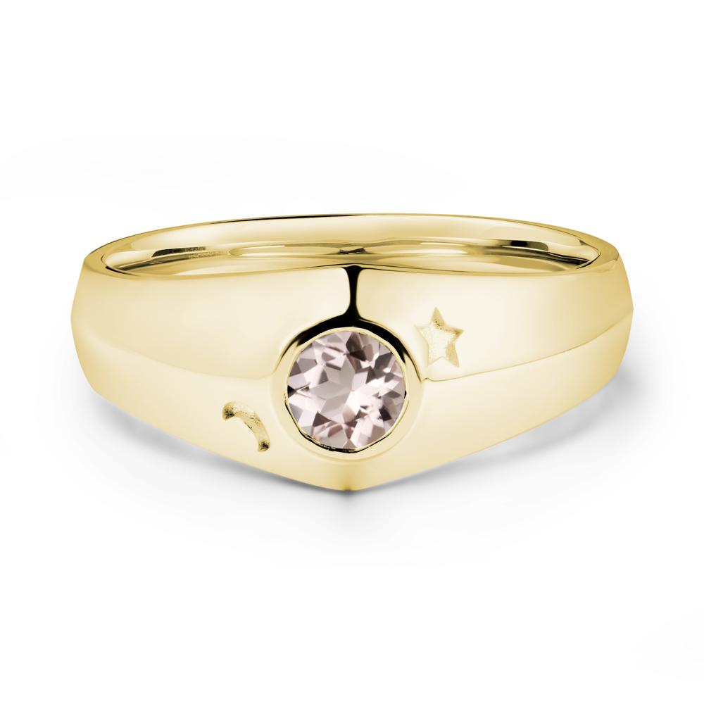 Round Morganite Wide Band Ring - LUO Jewelry #metal_18k yellow gold