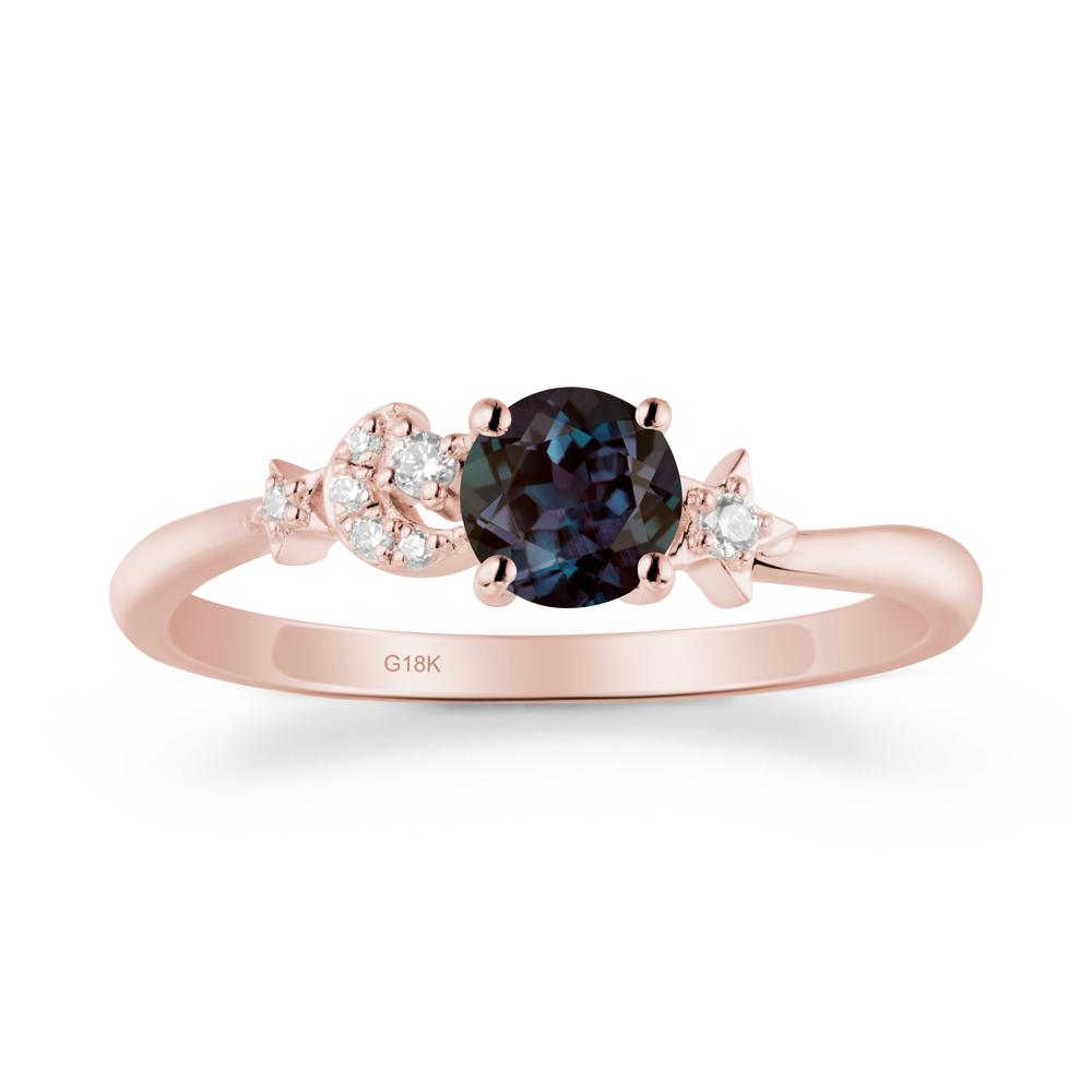 Moon and Pentacle Alexandrite Ring - LUO Jewelry #metal_18k rose gold