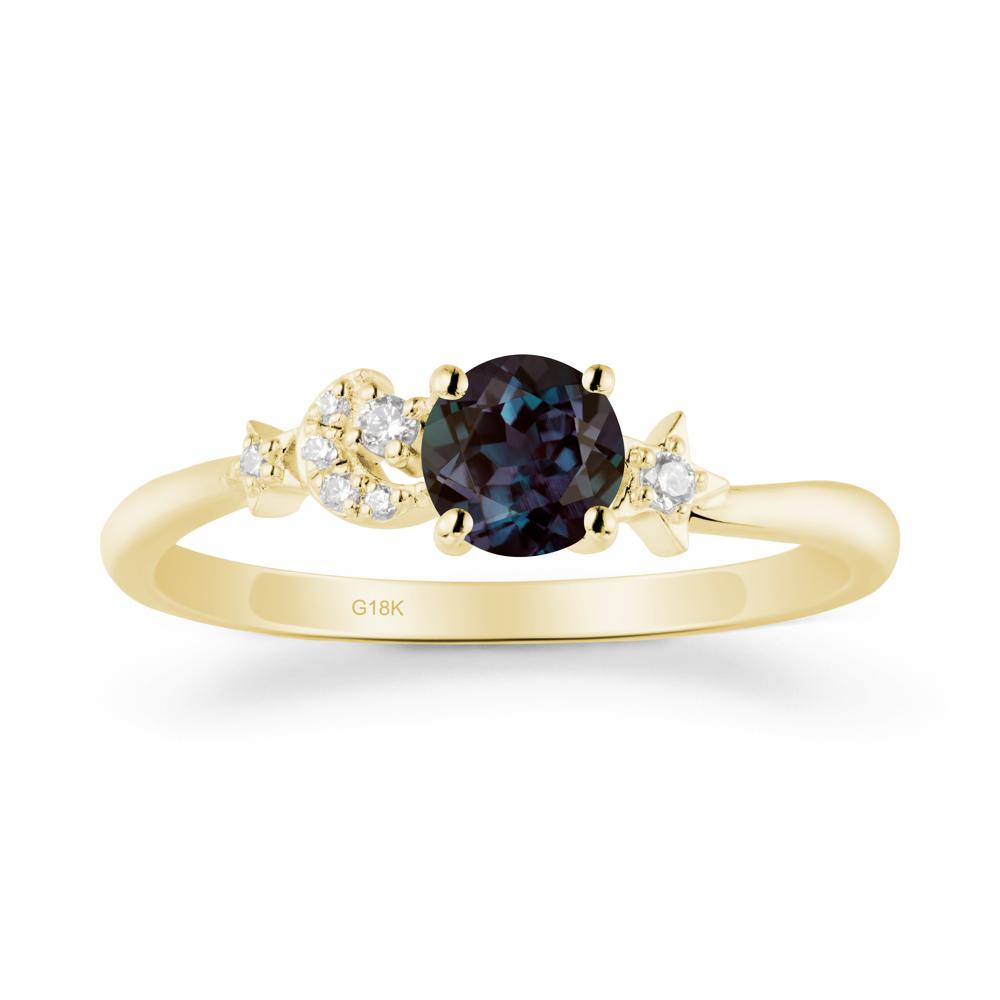 Moon and Pentacle Alexandrite Ring - LUO Jewelry #metal_18k yellow gold