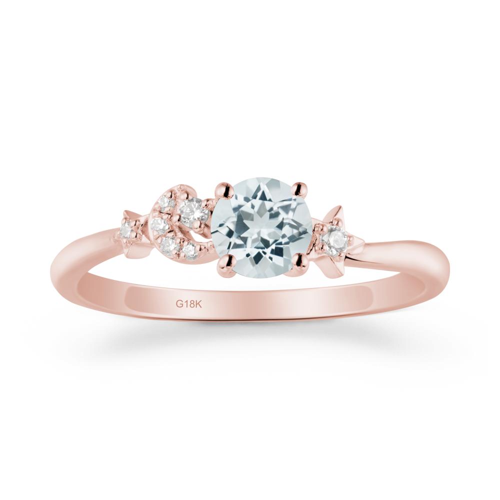 Moon and Pentacle Aquamarine Ring - LUO Jewelry #metal_18k rose gold