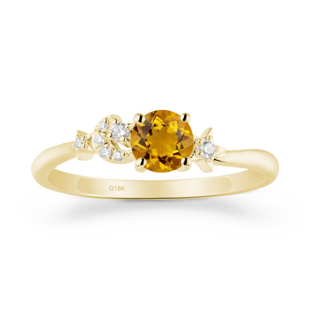 Moon and Pentacle Citrine Ring - LUO Jewelry #metal_18k yellow gold