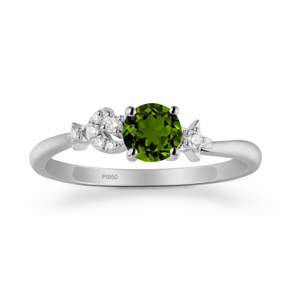 Moon and Pentacle Diopside Ring - LUO Jewelry #metal_platinum