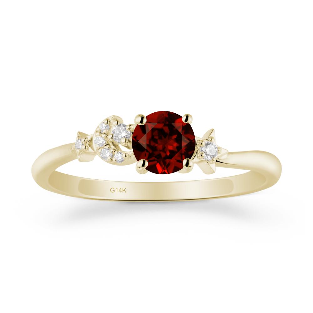 Moon and Pentacle Garnet Ring - LUO Jewelry #metal_14k yellow gold