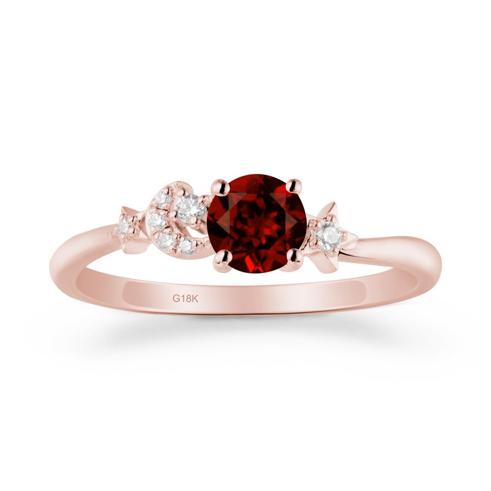 Moon and Pentacle Garnet Ring - LUO Jewelry #metal_18k rose gold