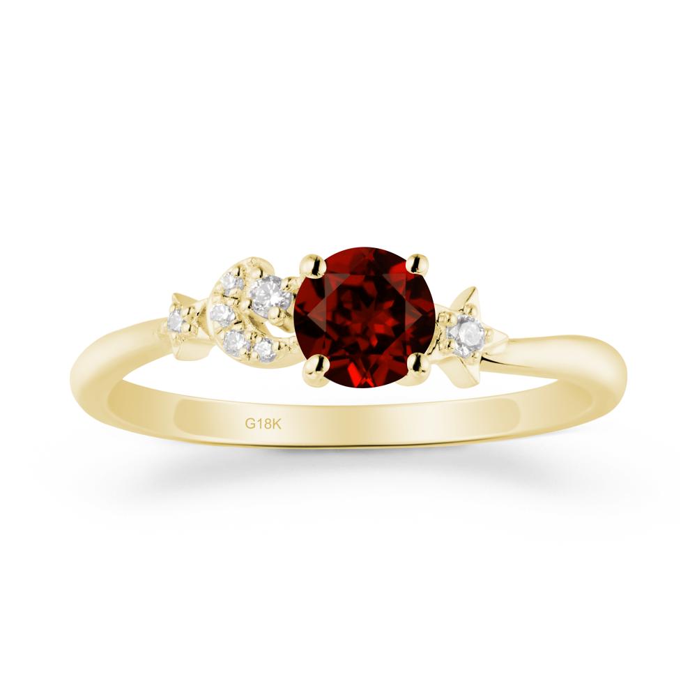 Moon and Pentacle Garnet Ring - LUO Jewelry #metal_18k yellow gold