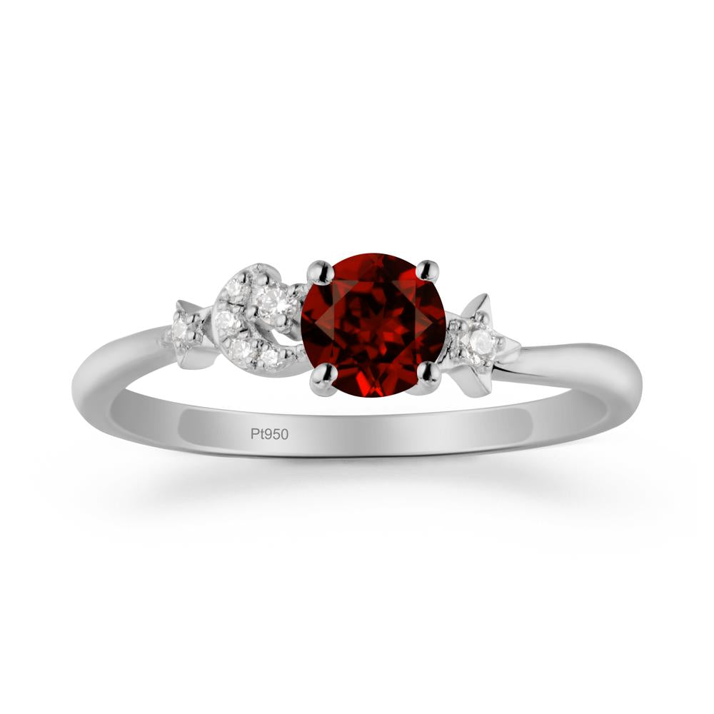 Moon and Pentacle Garnet Ring - LUO Jewelry #metal_platinum