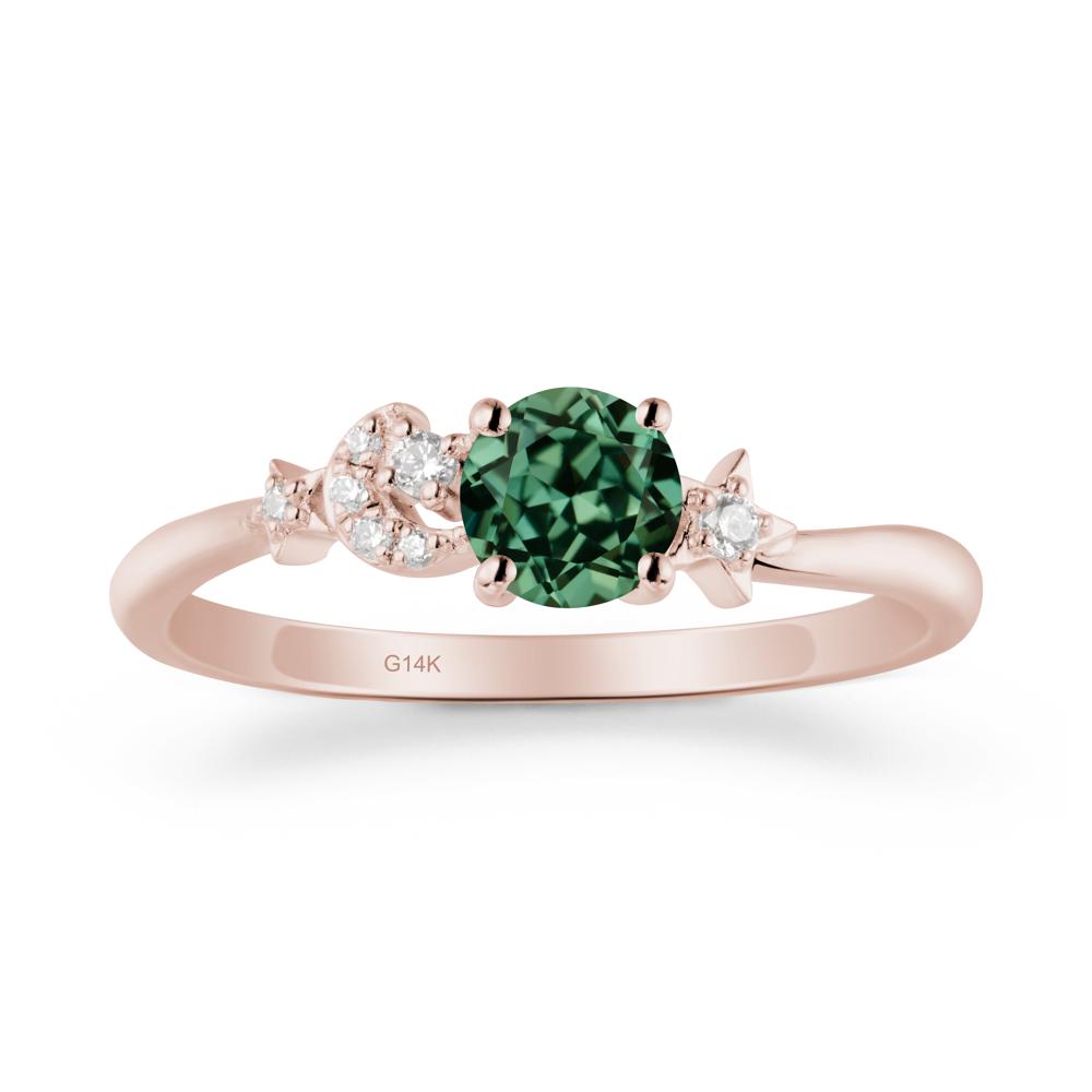 Moon and Pentacle Green Sapphire Ring - LUO Jewelry #metal_14k rose gold