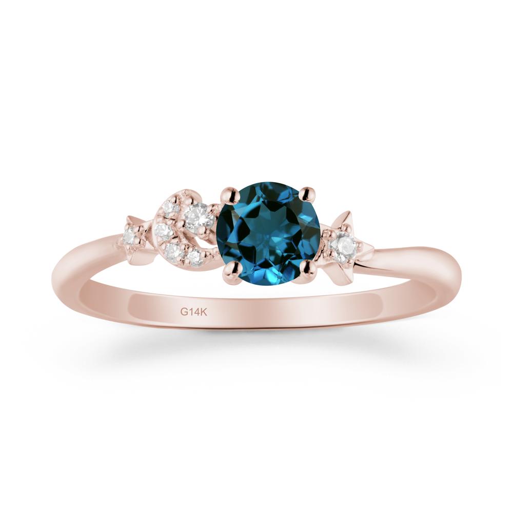Moon and Pentacle London Blue Topaz Ring - LUO Jewelry #metal_14k rose gold