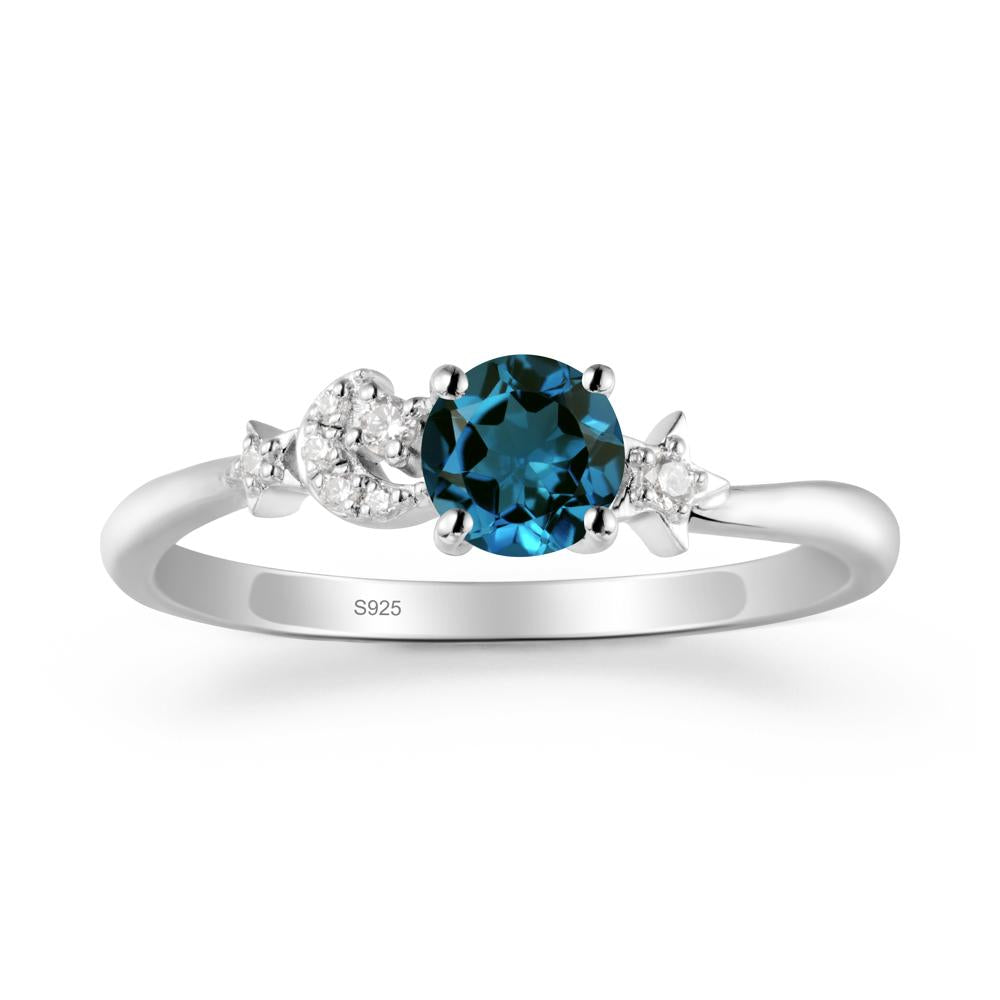 Moon and Pentacle London Blue Topaz Ring - LUO Jewelry #metal_sterling silver