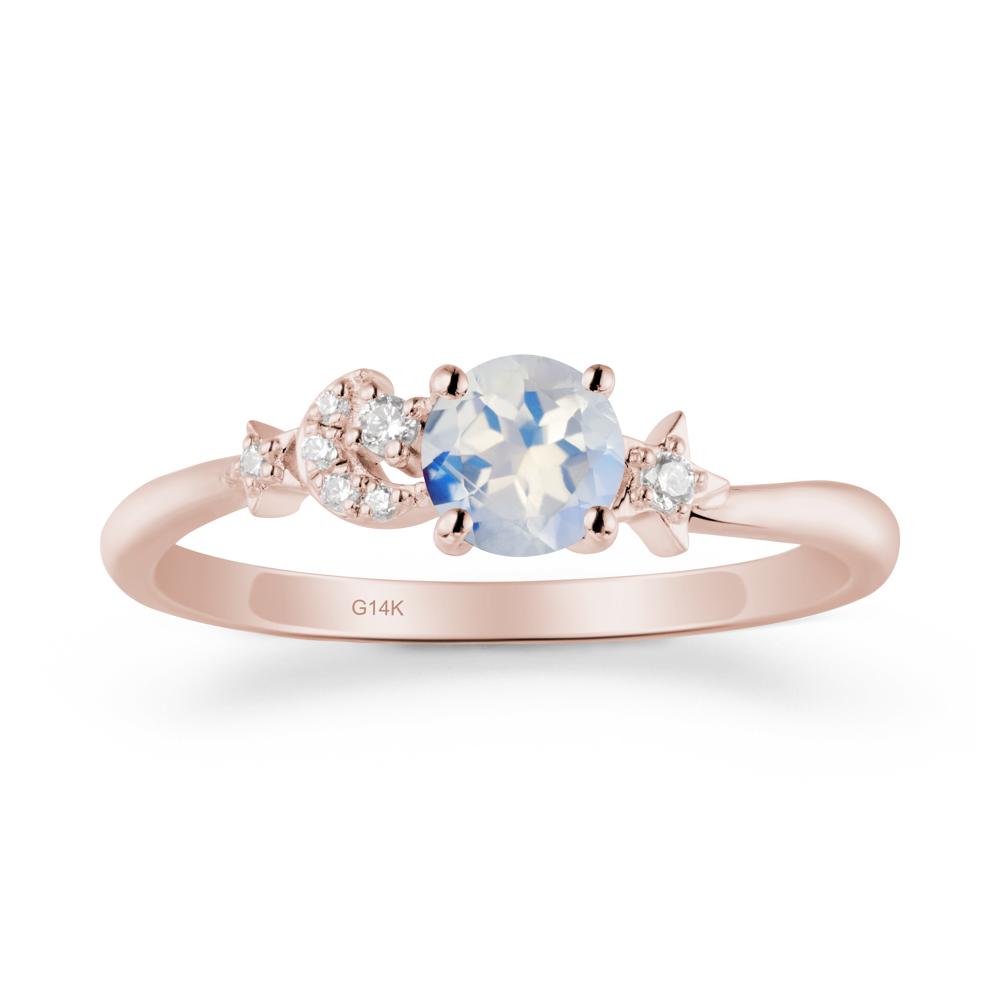 Moon and Pentacle Moonstone Ring - LUO Jewelry #metal_14k rose gold