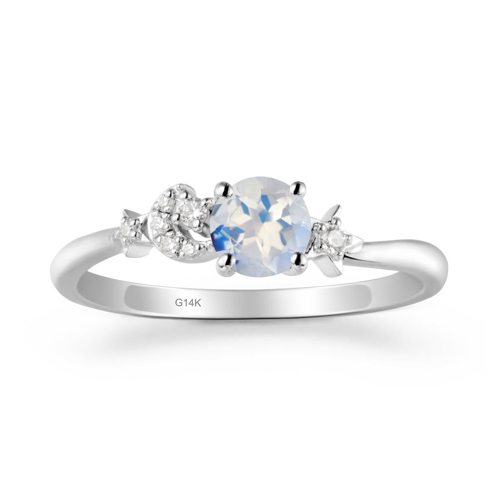 Moon and Pentacle Moonstone Ring - LUO Jewelry #metal_14k white gold