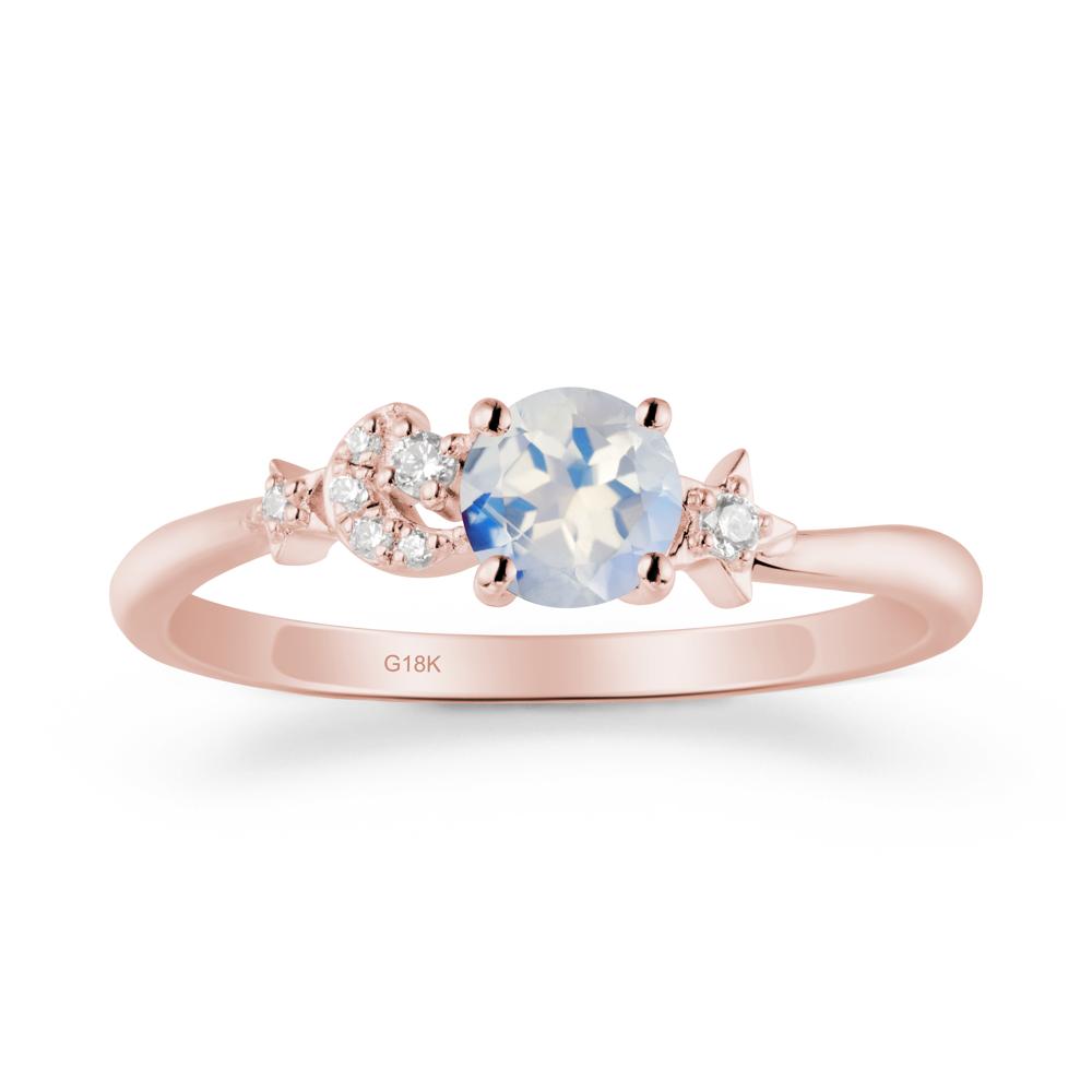 Moon and Pentacle Moonstone Ring - LUO Jewelry #metal_18k rose gold