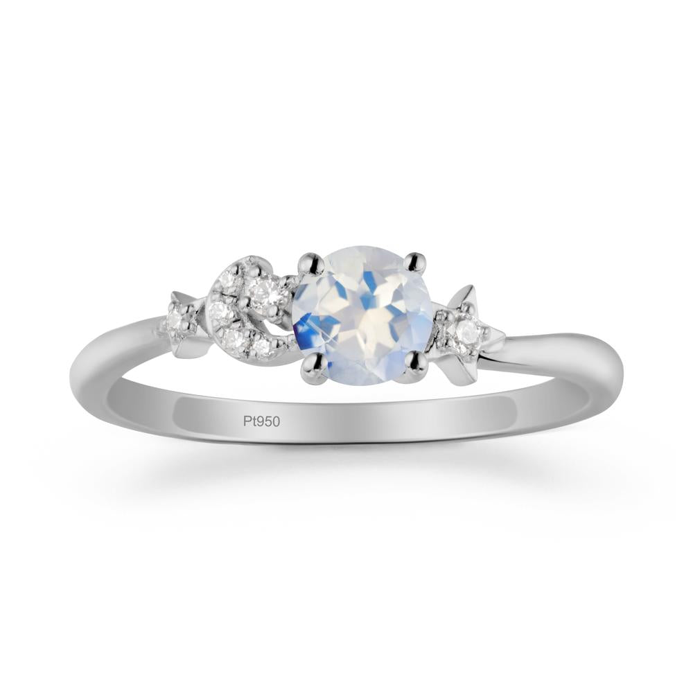 Moon and Pentacle Moonstone Ring - LUO Jewelry #metal_platinum