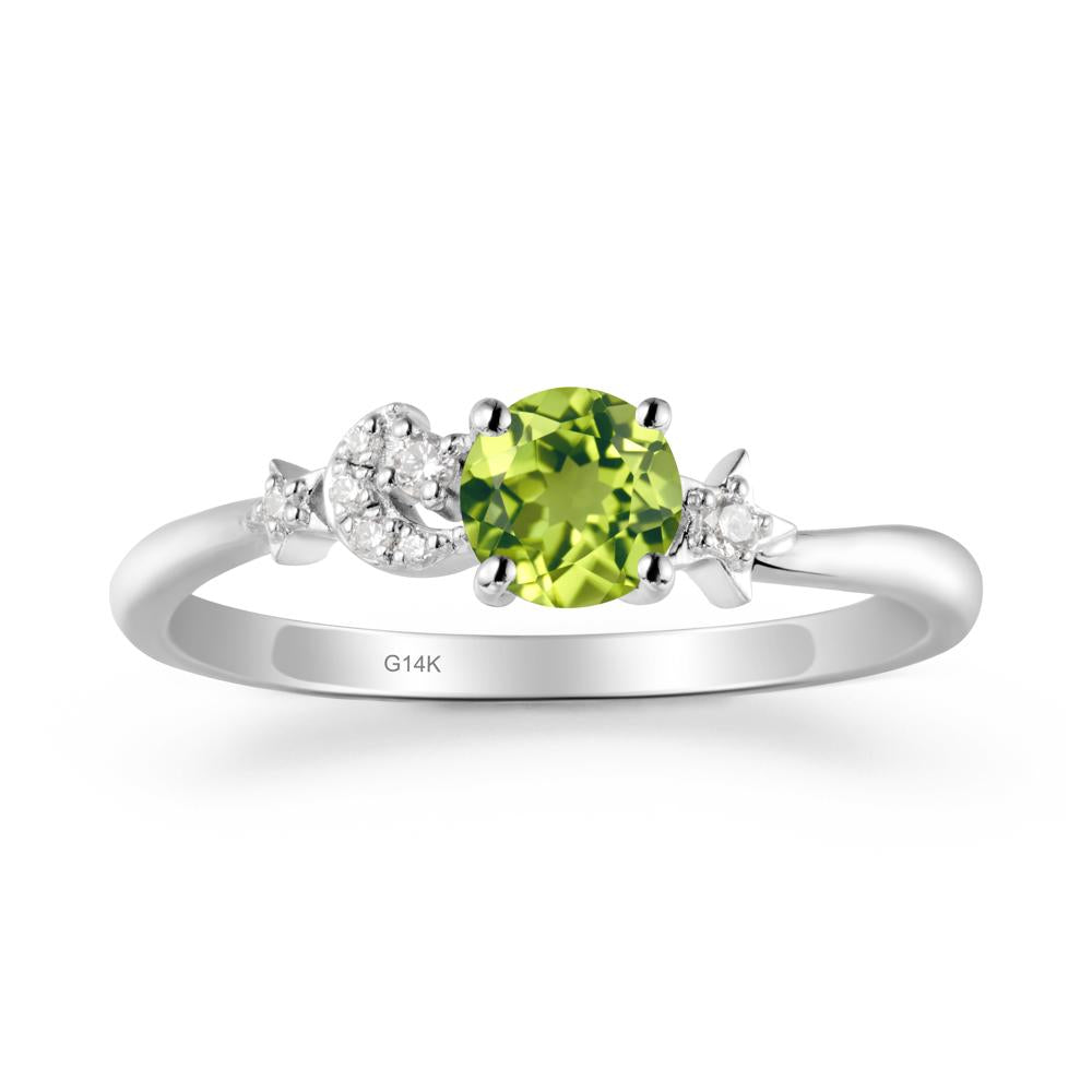 Moon and Pentacle Peridot Ring - LUO Jewelry #metal_14k white gold