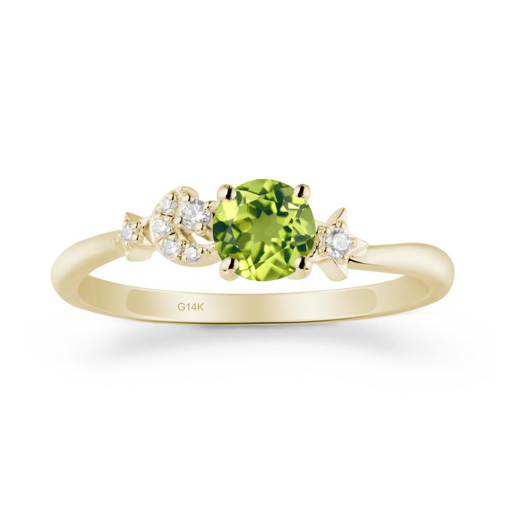 Moon and Pentacle Peridot Ring - LUO Jewelry #metal_14k yellow gold