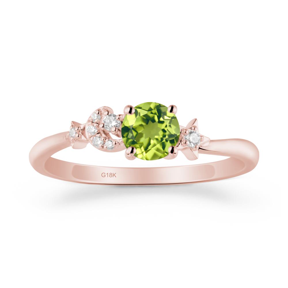 Moon and Pentacle Peridot Ring - LUO Jewelry #metal_18k rose gold