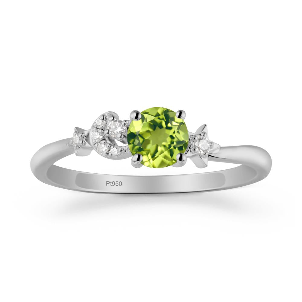 Moon and Pentacle Peridot Ring - LUO Jewelry #metal_platinum