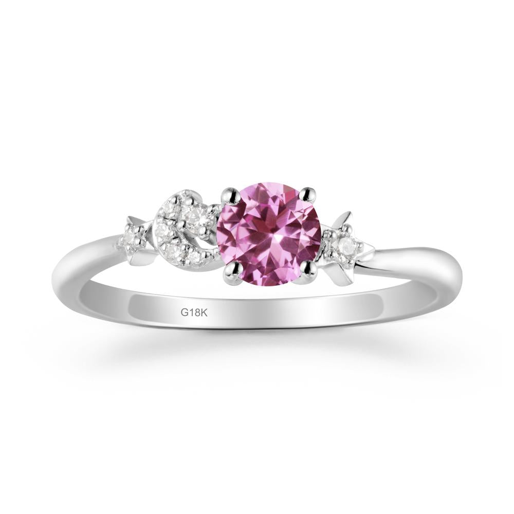 Moon and Pentacle Pink Sapphire Ring - LUO Jewelry #metal_18k white gold