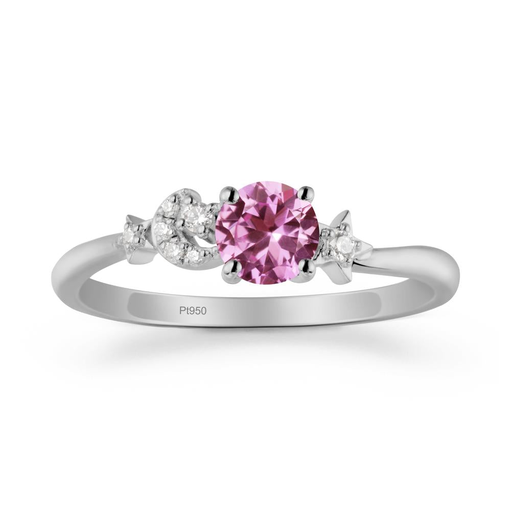 Moon and Pentacle Pink Sapphire Ring - LUO Jewelry #metal_platinum