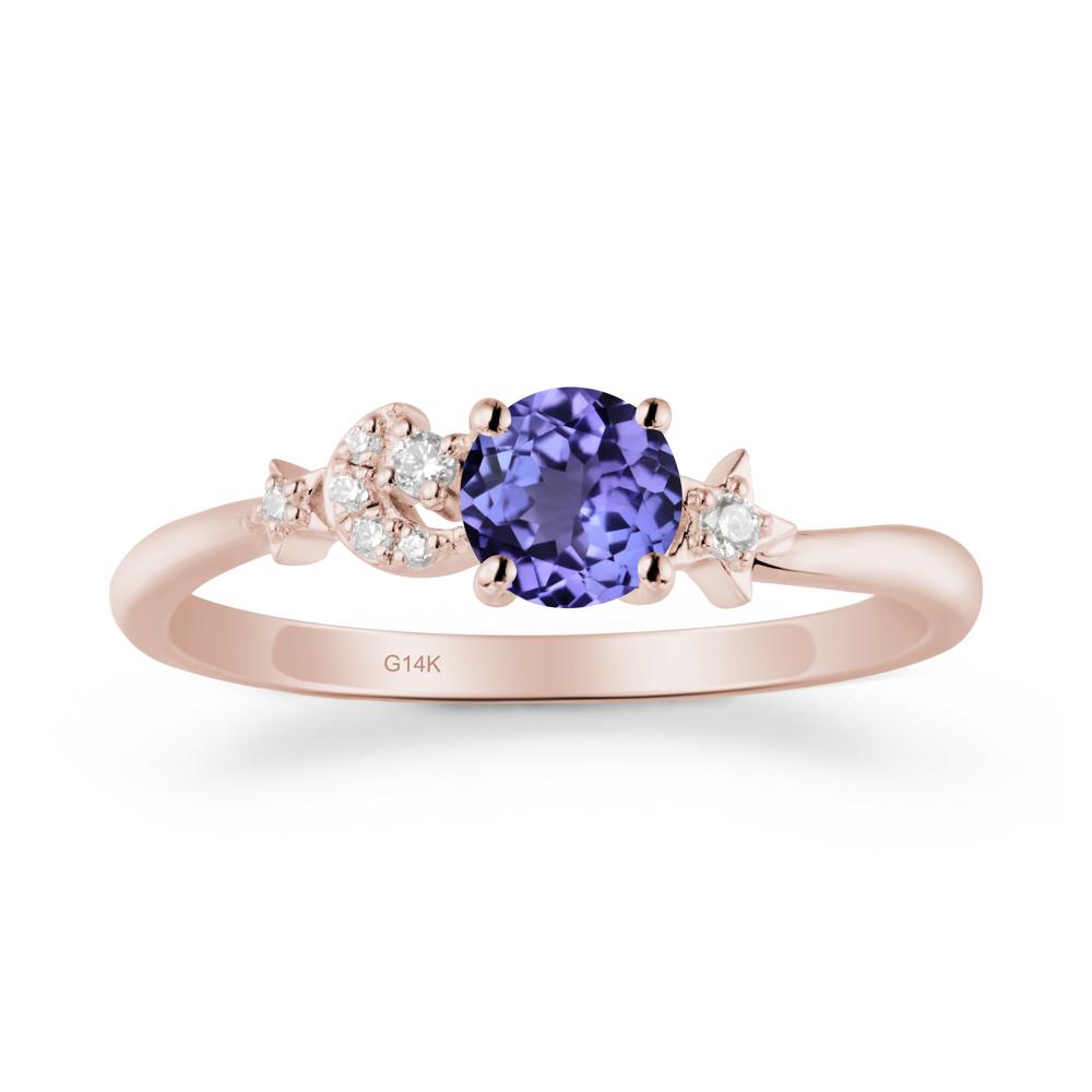 Moon and Pentacle Tanzanite Ring - LUO Jewelry #metal_14k rose gold