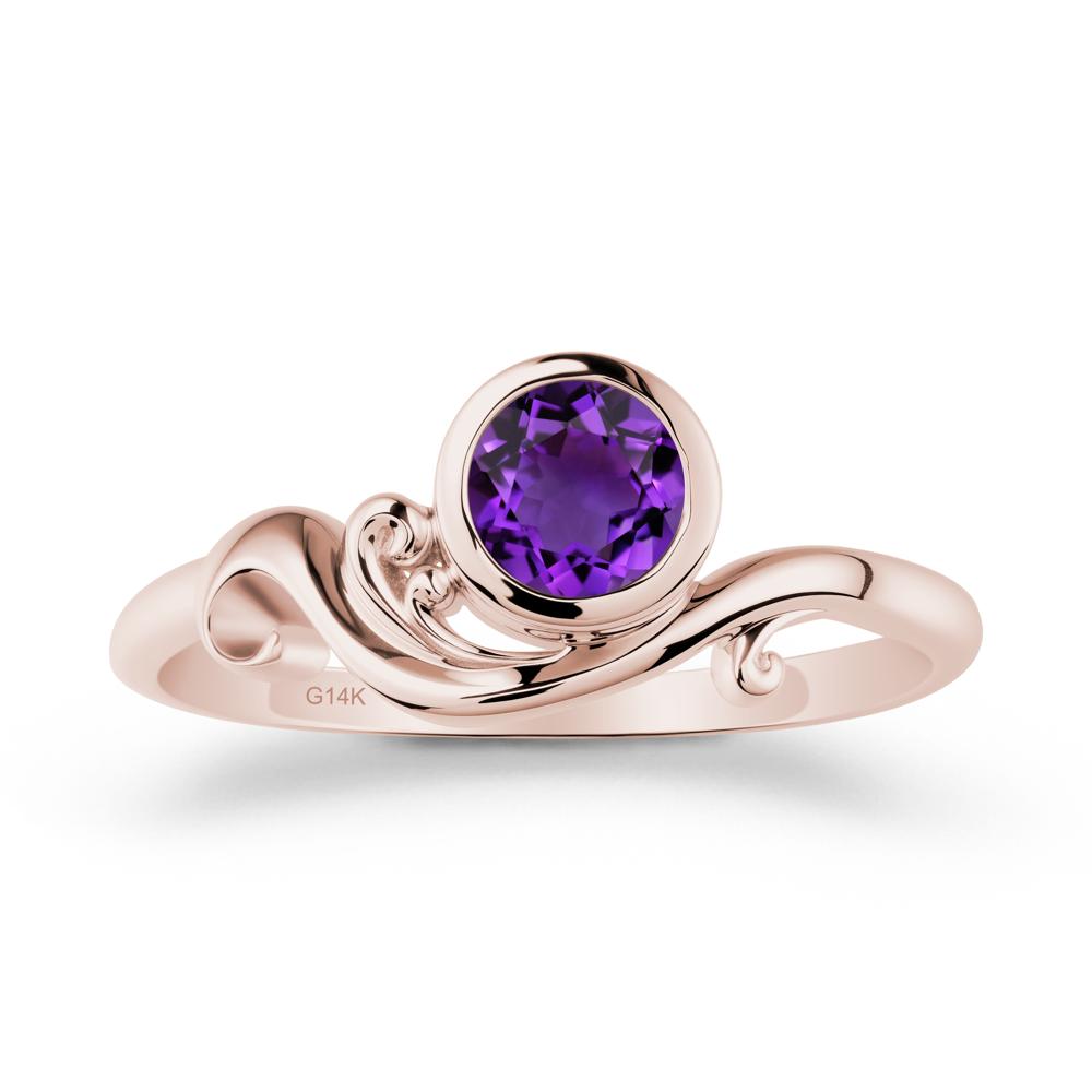 Amethyst Ring with Bezel Setting - LUO Jewelry #metal_14k rose gold