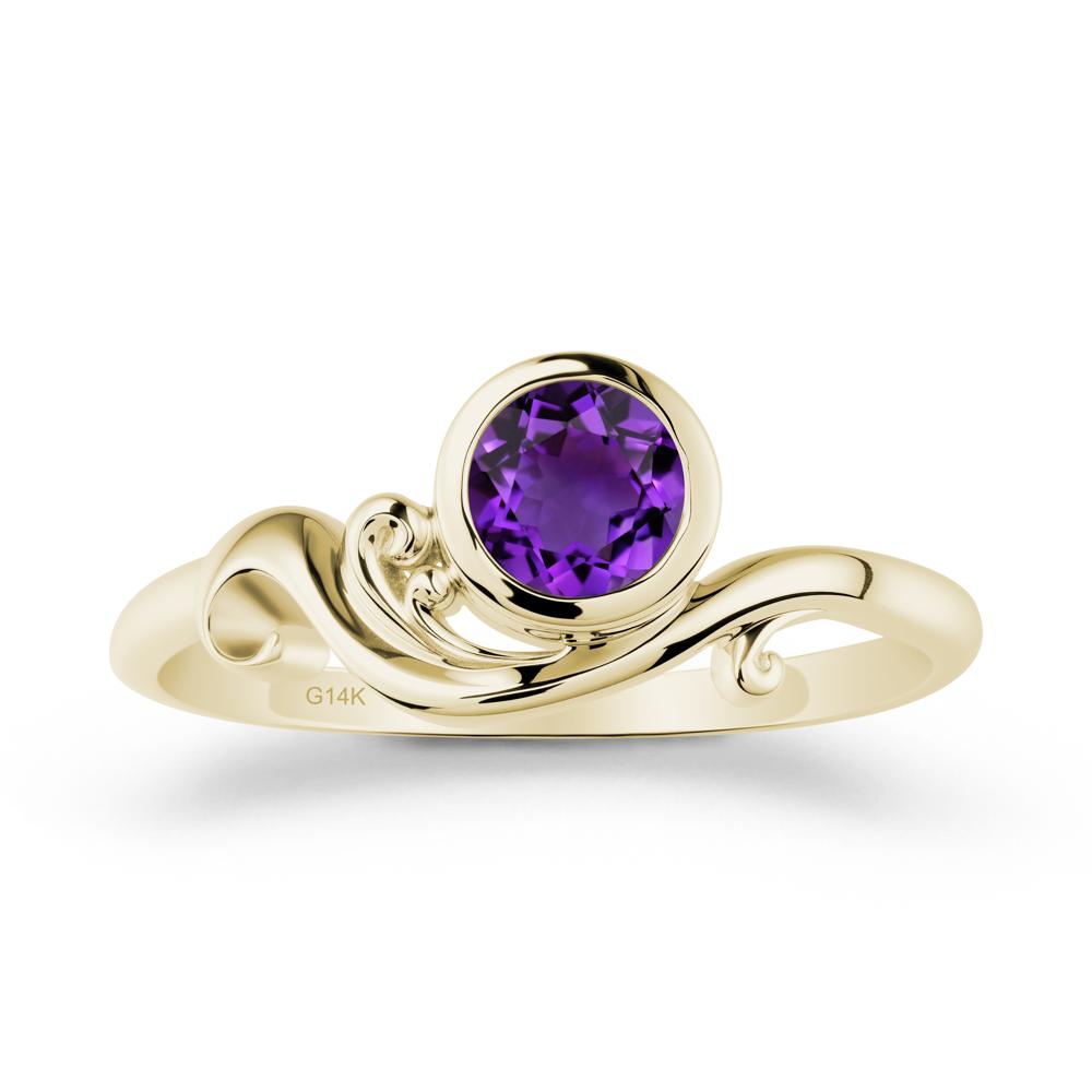 Amethyst Ring with Bezel Setting - LUO Jewelry #metal_14k yellow gold