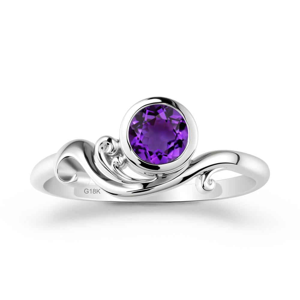 Amethyst Ring with Bezel Setting - LUO Jewelry #metal_18k white gold