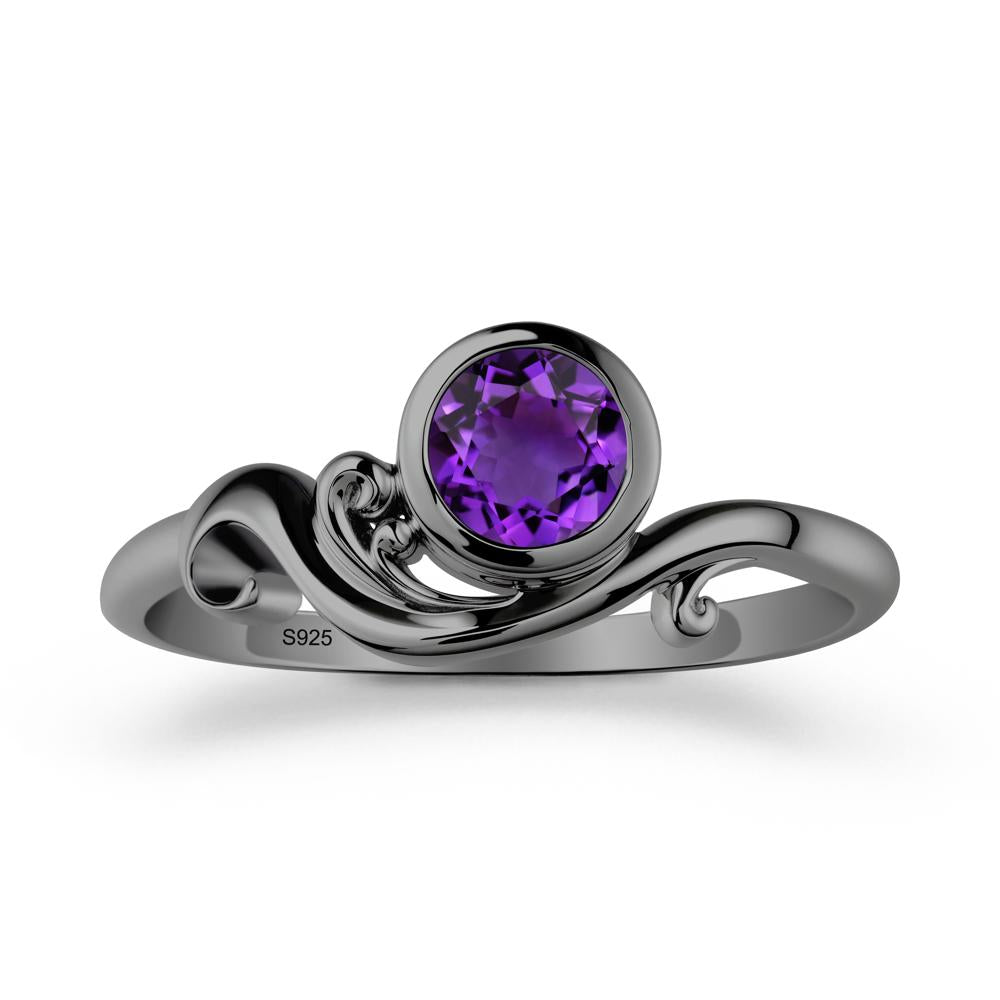 Amethyst Ring with Bezel Setting - LUO Jewelry #metal_black finish sterling silver