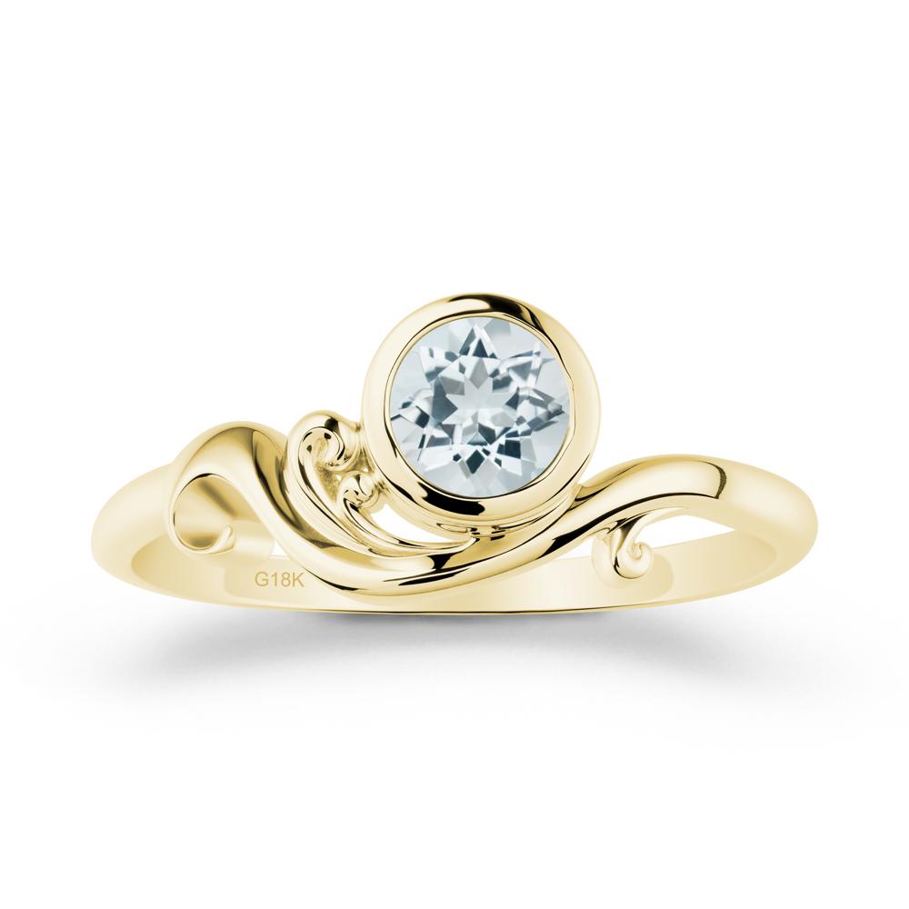 Unique Aquamarine Wave Ring - LUO Jewelry #metal_18k yellow gold